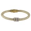 Image 2 : Gold Color Mesh With Beads Bracelet. 3 Round Rondells With White Czs.-7