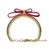 Image 2 : Red Bow On Red Enamel Gold Plated Brass Bangle Bracelet, 4.5&Quot; 1&Quot;