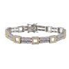 Image 1 : Sterling Silver Two Tone CZ Bracelet -Two Row With Squares