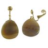 Image 1 : Natural Semi Precious Stone On Gold Tone Brass Clip On Earrings- 1.5"