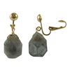 Image 1 : Labradorite(Grey) Semi Precious Stone On Gold Tone Brass Clip On Earrings- 1.38"