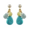 Image 1 : Turquise Combination Semi Precious Stones On Gold Plated Sterling Silver Post Earrings-0.87