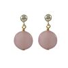 Image 1 : Rose Quartz Semi Precious 10Mm Round Flat Stone On Gold Plated Sterling Silver Post Earrings, 0.75