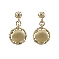 Matte Gold 8Mm Flat Circle In 10Mm Braided Ring, On Gold Filled Ball Post Earrings, 0.75