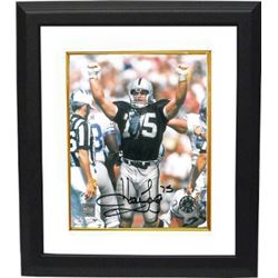 Howie Long Signed Oakland Raiders 8X10 Photo Custom Framed (Arms Up)