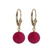 Image 1 : Fuschia Semi Precious 10Mm Round Flat Stone On Gold Filled Lever Back Earrings, 1.18"