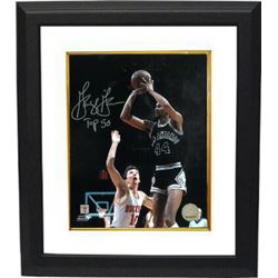 George Gervin Signed San Antonio Spurs 8X10 Photo Custom Framed TOP 50