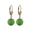 Image 1 : Apple Green Semi Precious 10Mm Round Flat Stone On Gold Filled Lever Back Earrings, 1.18"