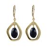 Image 1 : Lapis Semi Precious Teardrop Stone In Gold Plated Sterling Silver Open Pentagon Shape CZ Lever Back 