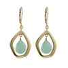 Image 1 : Green Chalcedony Semi Precious Teardrop Stone In Gold Plated Sterling Silver Open Pentagon Shape CZ 