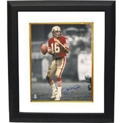 Joe Montana Signed San Francisco 49Ers 16X20 Photo Custom Framed (Spotlight Red Jersey)- Montana Hol