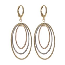 Tri Colored Brass Wire Earrings Ovals -2.2