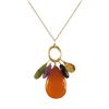 Image 1 : Orange Combination Semi Precious Stones  On Gold Tone Brass Chain -16