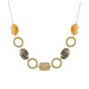 Image 1 : Smokey And Carnelian Combination Semi Precious Stones With Open Rings On Gold Plated Brass Chain Nec