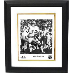 Ken Stabler Signed Oakland Raiders 8X10 B&W Photo Custom Framed (QB Legends-Deceased)