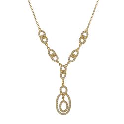 Gold Over Sterling Silver Necklace, White Czs