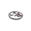 Image 1 : Silver Tone Brass Brooch/Pin- Open Oval With Bow Design, White And Pink Crystals