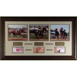 Kentucky Derby Unsigned Horse Racing 3 Photo 22X29 Leather Framed W/ Tickets