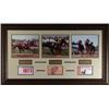 Image 1 : Kentucky Derby Unsigned Horse Racing 3 Photo 22X29 Leather Framed W/ Tickets