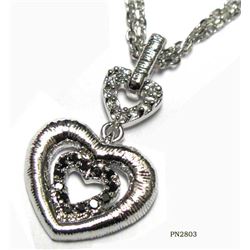 Sterling Silver-Blk CZ Heart Pendant