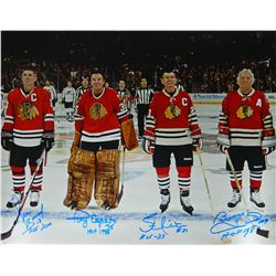 Hull, Esposito, Mikita & Savard Signed Blackhawks Legends On Ice 16X20 Photo W/HOF Years