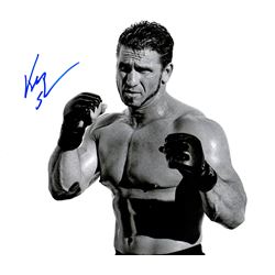 Ken Shamrock Signed UFC MMA B&W Stance Pose 8X10 Photo