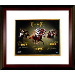 Ron Turcotte Signed Triple Crown Glory Horse Racing 16X20 Photo Custom Framed- 3 Sigs