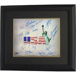 Mark Spitz Signed Olympic Winners 16X20 Photo Custom Framed (White USA) W/ 15 Signatures (14 Gold Me