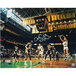 Larry Bird Signed Celtics Action 16X20 Photo Vs Lakers