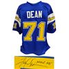 Image 1 : Fred Dean Signed Navy Blue Throwback Custom Football Jersey W/HOF 08