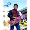 Image 1 : Michael J Fox Signed Back To The Future Holding Hover Board 8X10 Photo