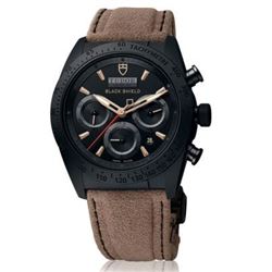 Tudor  Fastrider Blackshield Black Dial Alcantara Leather Strap  Men Watch