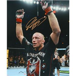 Georges St. Pierre Signed UFC MMA Arms Raised 16X20 Photo