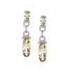 Image 1 : 14K White Gold Oval Dangle Lemon Quartz And Diamond Earrings
