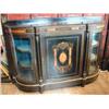 Image 1 : A Victorian ebonised, inlaid and gilt metal mounted credenza, the central panel door flanked by...