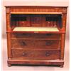 Image 1 : A Victorian flame mahogany secretaire chest, the crossbanded top drawer with well fitted interio...