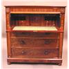 Image 1 : A Victorian flame mahogany secretaire chest, the crossbanded top drawer with well fitted interio...