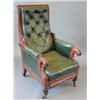 Image 1 : A good William IV mahogany framed button upholstered adjustable library armchair with pull-out f...