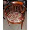 Image 1 : A fine Edwardian inlaid mahogany bow back tub chair with gothic arched back and satinwood inlaid...