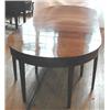 Image 1 : A George III mahogany D-end extending dining table with twin D-ends, two extra leaves and centra...