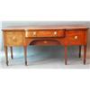 Image 1 : A good 19th century inlaid mahogany sideboard of large size, the central bowed drawer above furt...