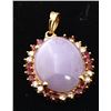 Image 1 : Certified 14K Gold Jade, Ruby & Diamond Pendant 35x22mm, 10gr, 31ctw