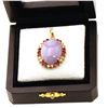 Image 4 : Certified 14K Gold Jade, Ruby & Diamond Pendant 35x22mm, 10gr, 31ctw