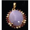 Image 5 : Certified 14K Gold Jade, Ruby & Diamond Pendant 35x22mm, 10gr, 31ctw