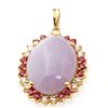 Image 7 : Certified 14K Gold Jade, Ruby & Diamond Pendant 35x22mm, 10gr, 31ctw