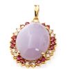 Image 8 : Certified 14K Gold Jade, Ruby & Diamond Pendant 35x22mm, 10gr, 31ctw