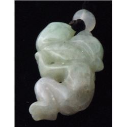 Certified GLA Natural Lavendar Jade Jadeite Monkey Eatting Green Apple Figurine 25x15mm