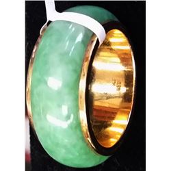 Certified Heavy 14K Gold Apple Green Jade Jadeite Ring 13gr