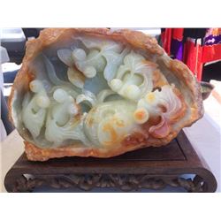 Huge 10-lbs Ancient Chinese Carved Jade Sculpture w. Stand