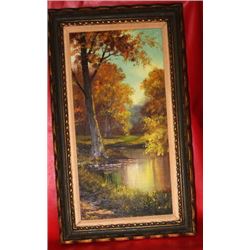 Antique American Signed Original Oil on Canvas 38x22" inches